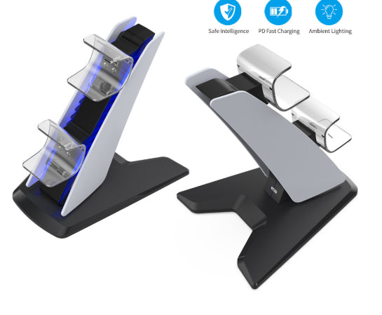 PS5 Wireless Dual Controller Charging Dock With Blue Light
