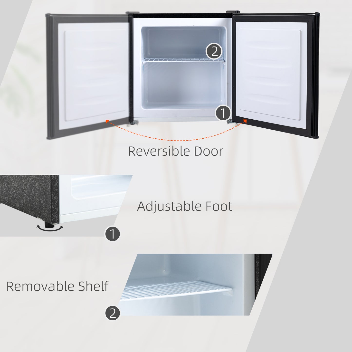 Mini Freezer Countertop, 1.1 Cu.Ft Compact Upright Freezer with Removable Shelves, Reversible Door for Home, Dorm, Apartment and Office, Black