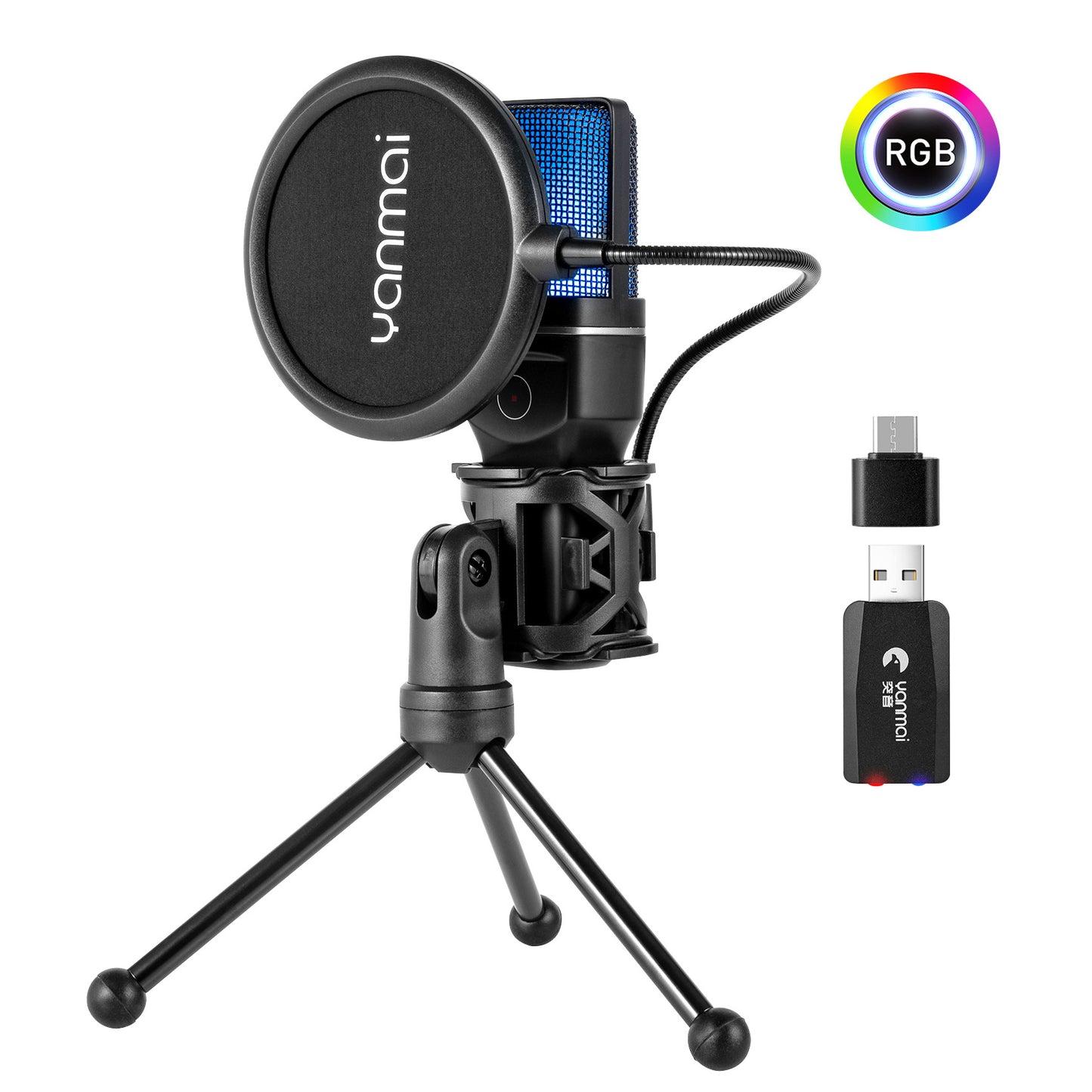 RGB Wireless Microphone Desktop Noise Reduction Game Microphone