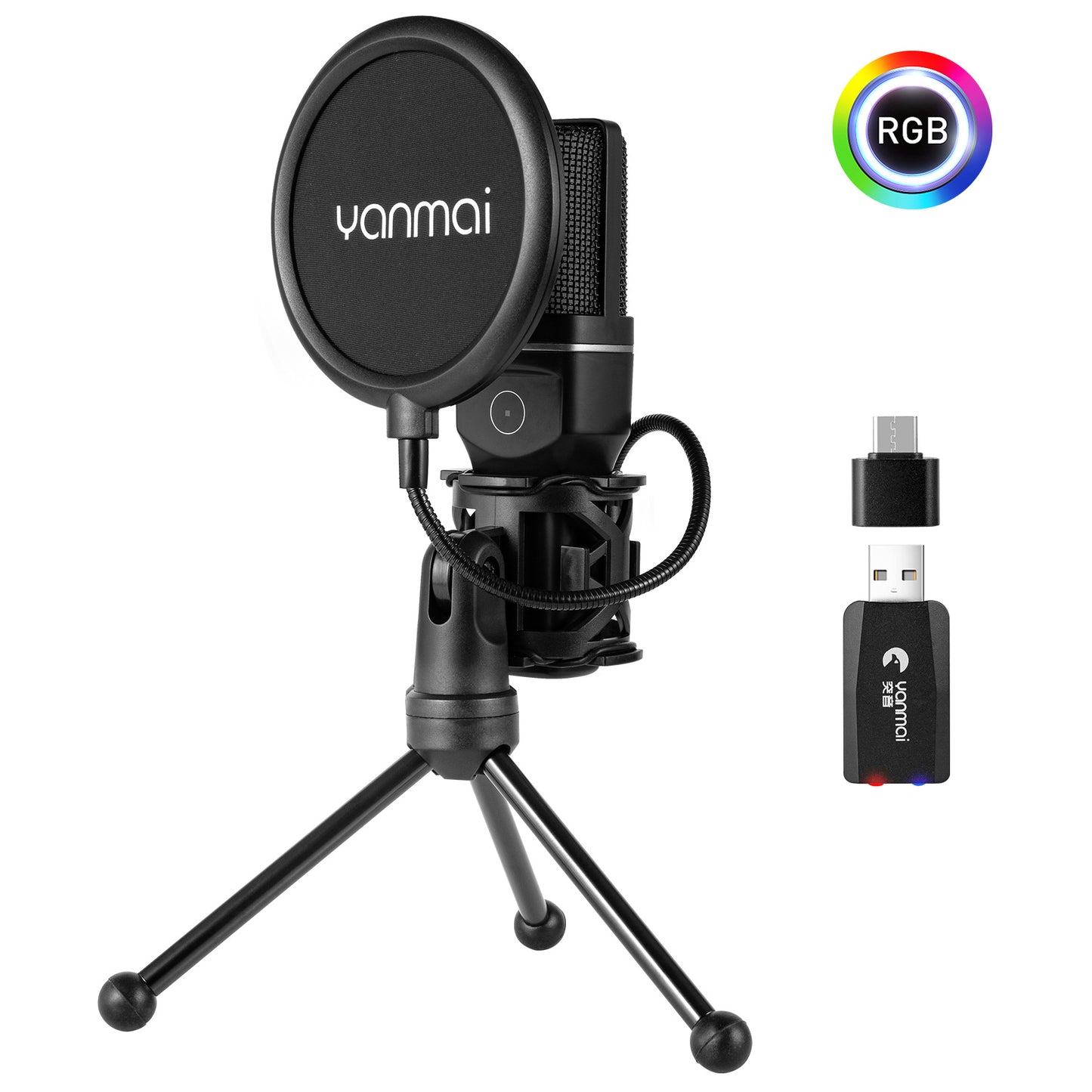 RGB Wireless Microphone Desktop Noise Reduction Game Microphone