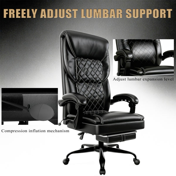 Gaming Chair, Office Chair With Inflatable Lumbar Support, Ergonomic Comfortable Wide Computer Chair With Footrest And Linked Soft Armrests, High Back 3D Enveloping Seat Cushion