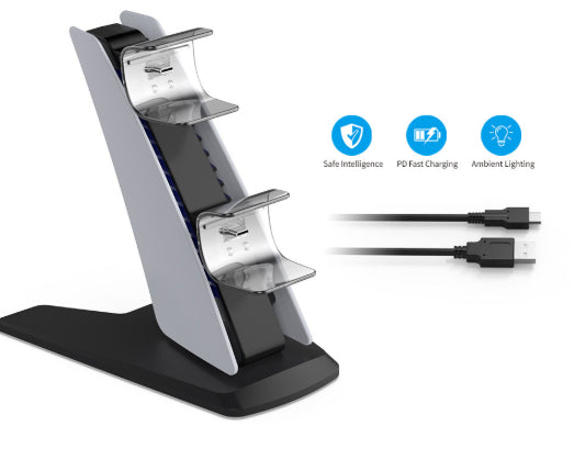 PS5 Wireless Dual Controller Charging Dock With Blue Light