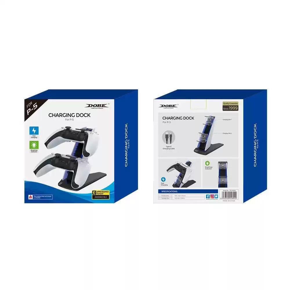 PS5 Wireless Dual Controller Charging Dock With Blue Light