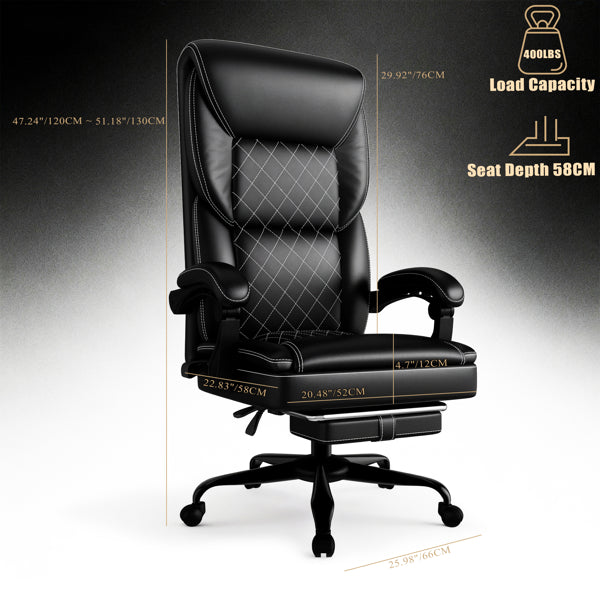 Gaming Chair, Office Chair With Inflatable Lumbar Support, Ergonomic Comfortable Wide Computer Chair With Footrest And Linked Soft Armrests, High Back 3D Enveloping Seat Cushion