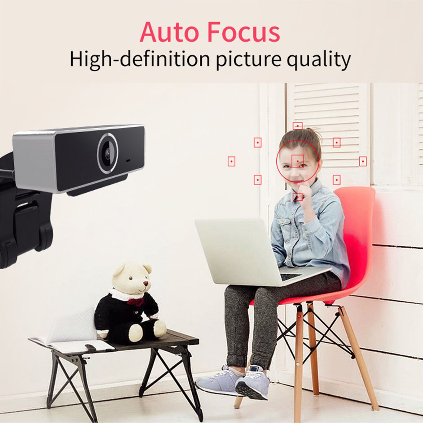 1Pc FHD 1080P Webcam USB PC Computer Webcam Auto Focus With Microphone 60-Degree Widescreen Desktop Laptop Webcam Live Streaming Webcam With Rotatable Clip For Live Broadcast Video Calling Conferencin